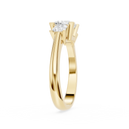 Diamond ring with a white gold band on a white background