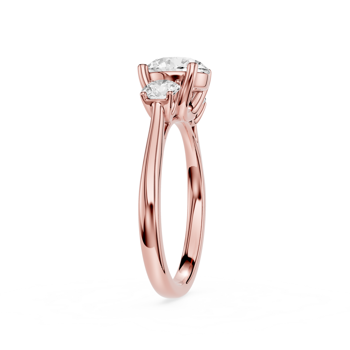 Rose gold 2 CT Trilogy Round Cut Lab Grown Diamond Engagement Ring