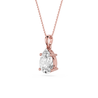 Side View Of Rose Gold 2 Ct Pear Shape Lab Grown Diamond Pendant in 4 Prong Setting