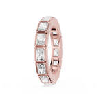 A Rose gold eternity ring featuring a continuous row of baguette-cut clear gemstones in a bezel setting, shown on a plain white background.