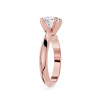 Side View Of Rose Gold Classic Round Solitaire Lab Grown Diamond Engagement Ring