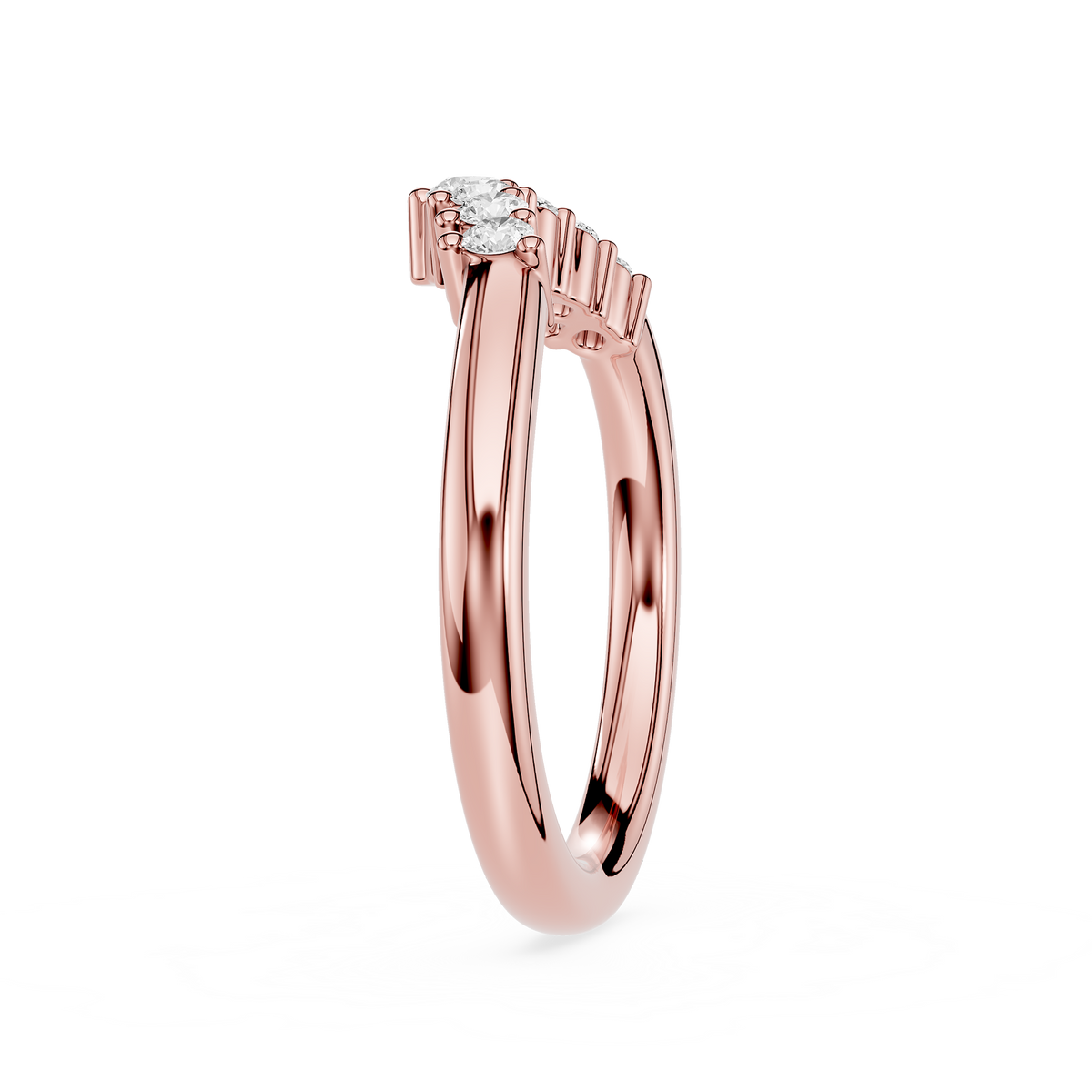 Curved Round Cut Lab Diamond Stacking Wedding Band For Women