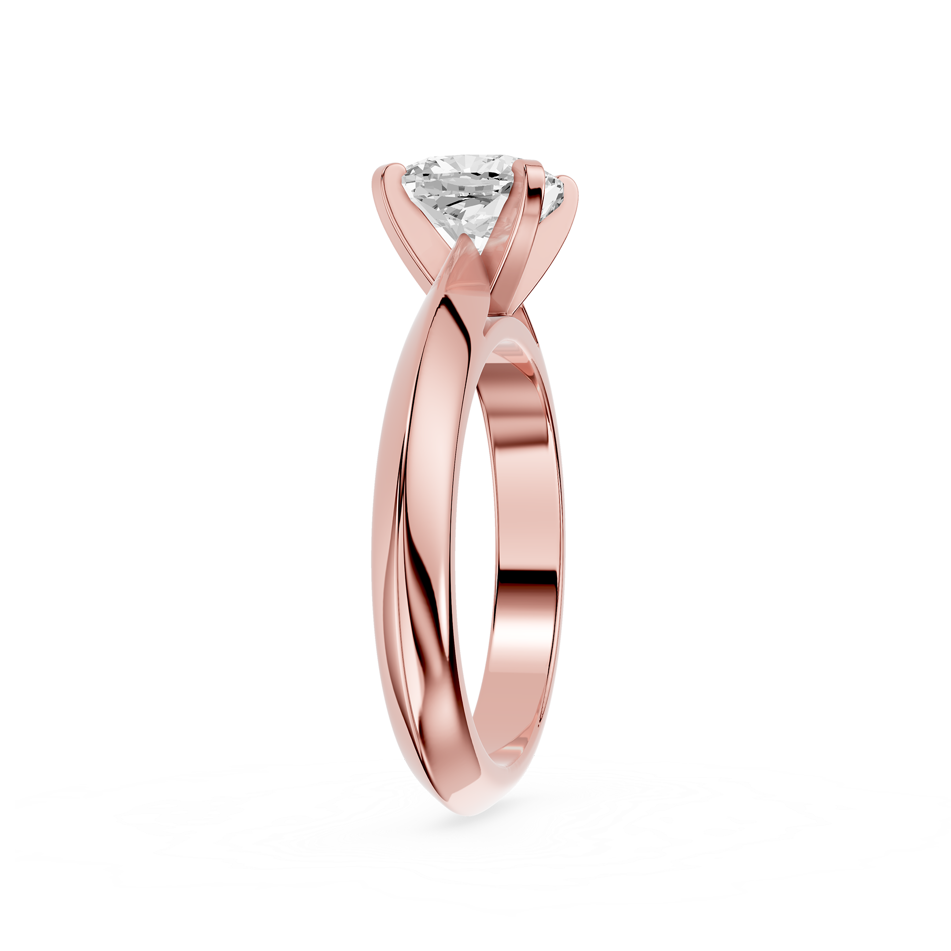 Silver ring with a diamond on a white background