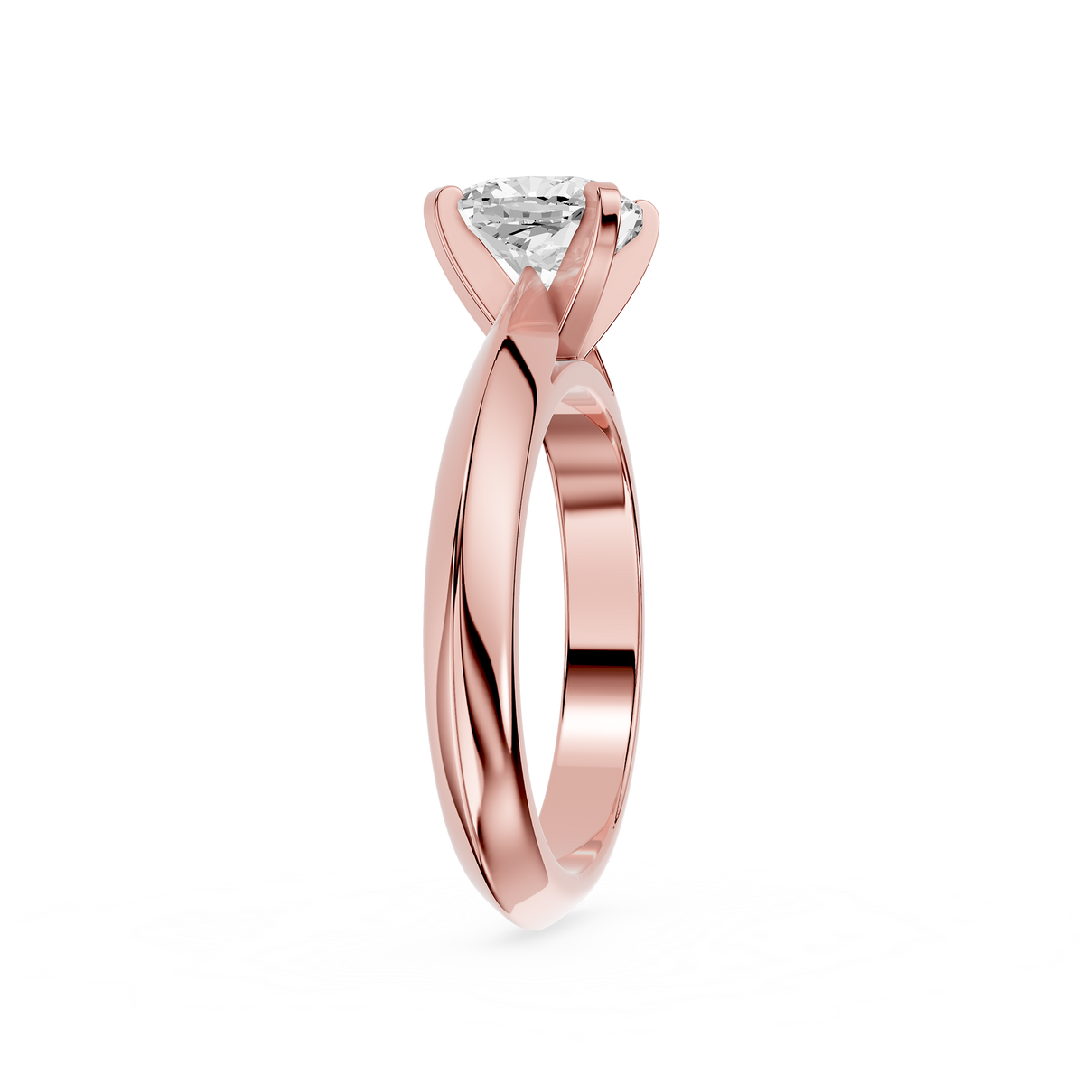 Side View Of Rose Gold Cushion Cut Lab Grown Diamond Solitaire Engagement Ring