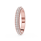 Rose gold ring with diamonds on a white background