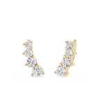 Gold and diamond earrings on a white background