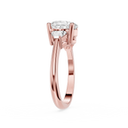 Rose gold ring with diamond on a white background