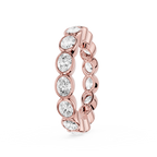 Rose gold ring with a diamond on a white background