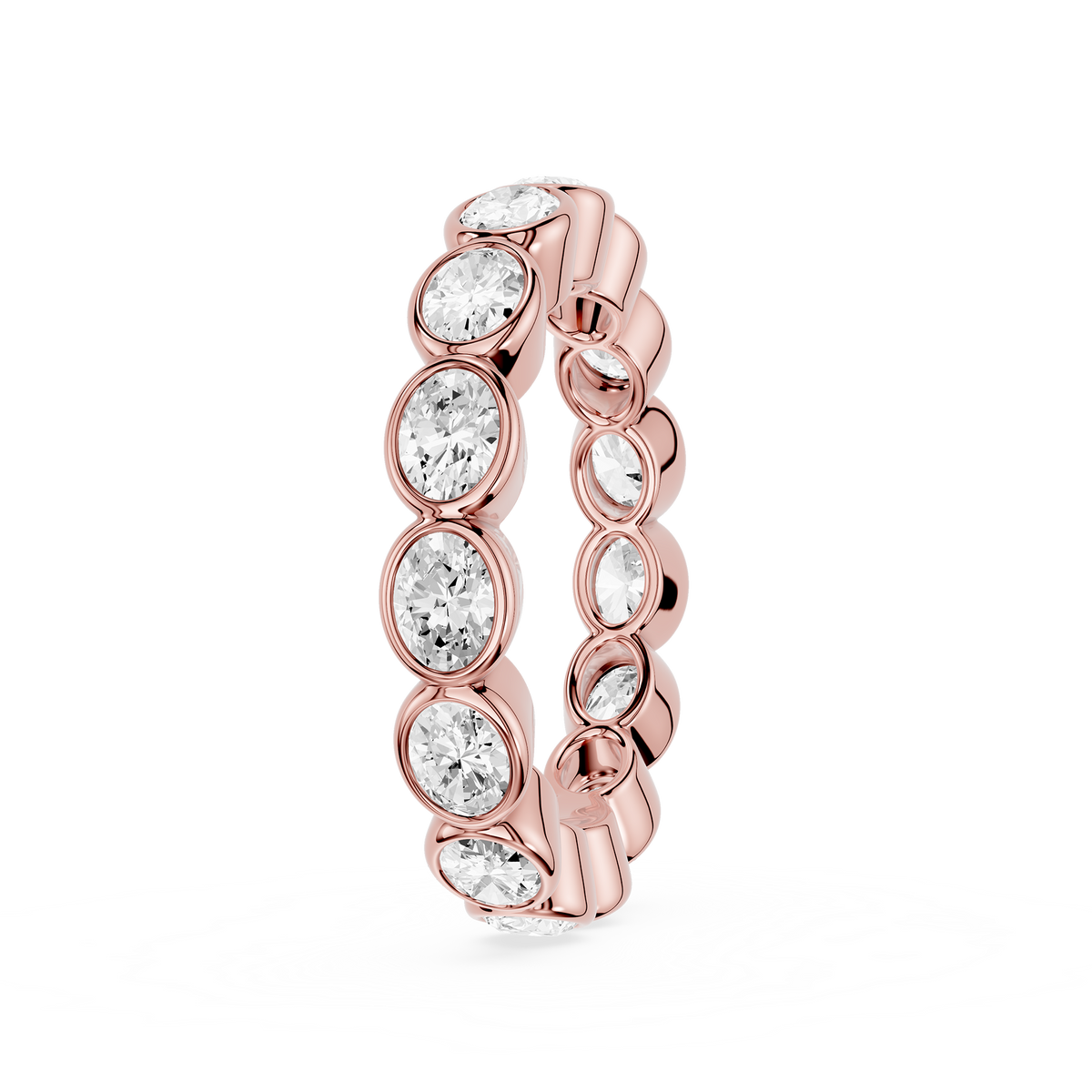 Rose gold Oval Cut Bezel Set Lab Diamond Full Eternity Wedding Band