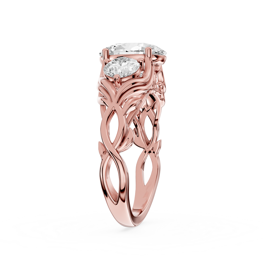 Gold ring with diamond on a white background
