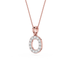 Side View Of Rose Gold Personalized Pave Letter O Lab Grown Diamond Pendant