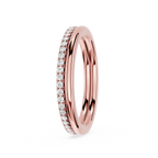 A rose gold eternity-style wedding band featuring a channel-set row of clear pavé diamonds on one side, shown on a clean white background.