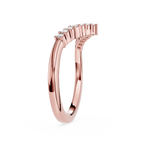 Rose gold ring with small diamonds on a white background