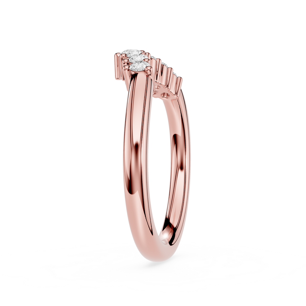 Silver ring with a diamond on a white background