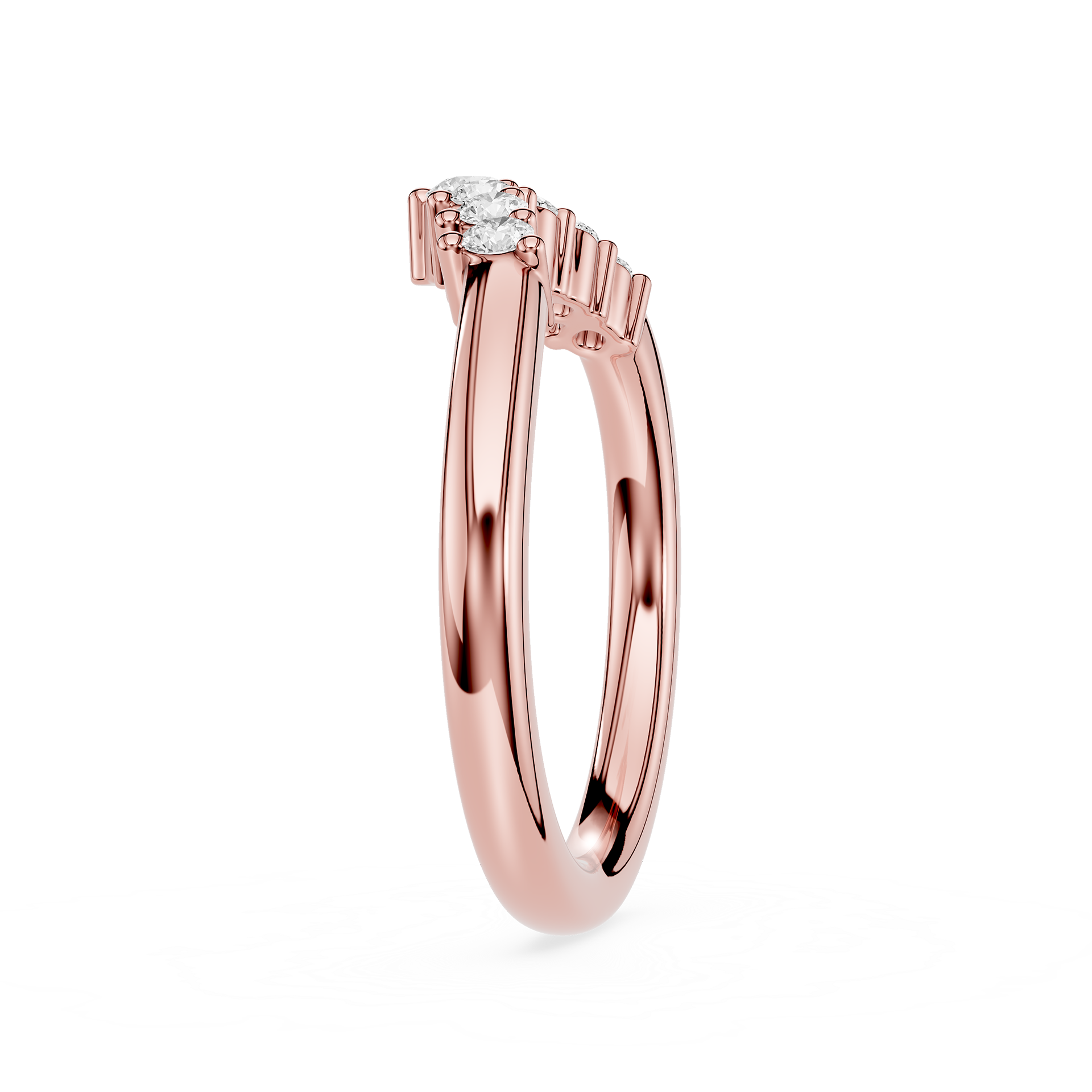 Silver ring with a diamond on a white background