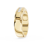 Gold ring with a diamond on a white background