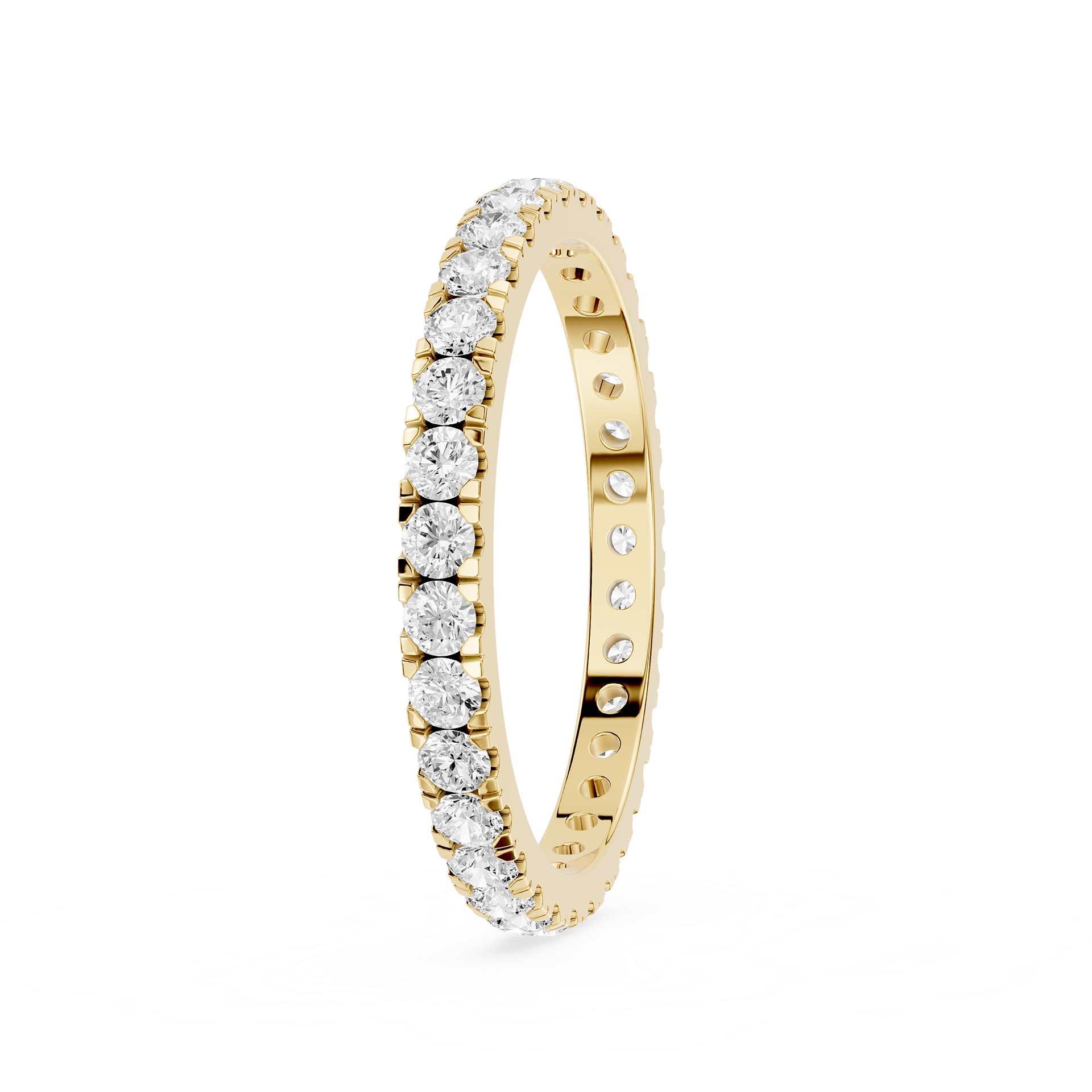 Gold ring with diamonds on a white background