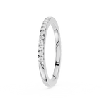 Silver ring with small diamonds on a white background