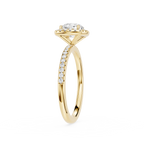 Gold ring with a diamond on a white background