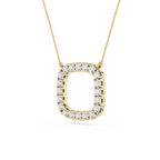 Gold necklace with a diamond pendant on a white background