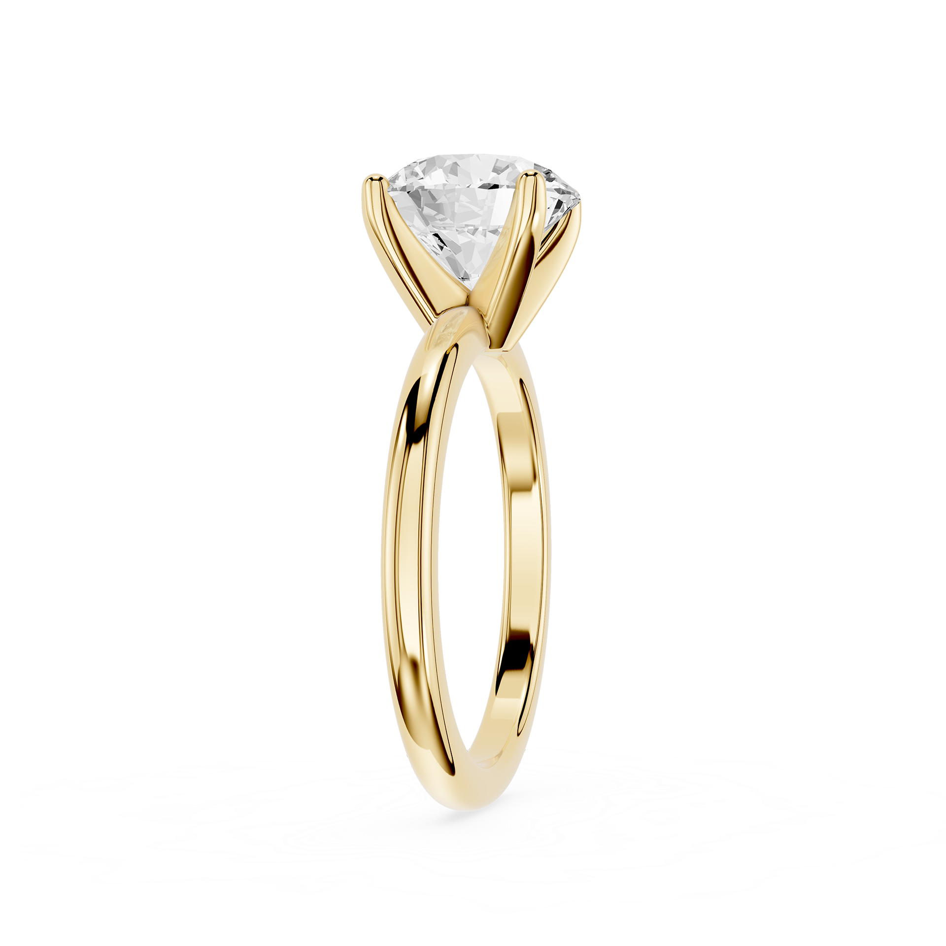 Gold ring with a clear gemstone on a white background