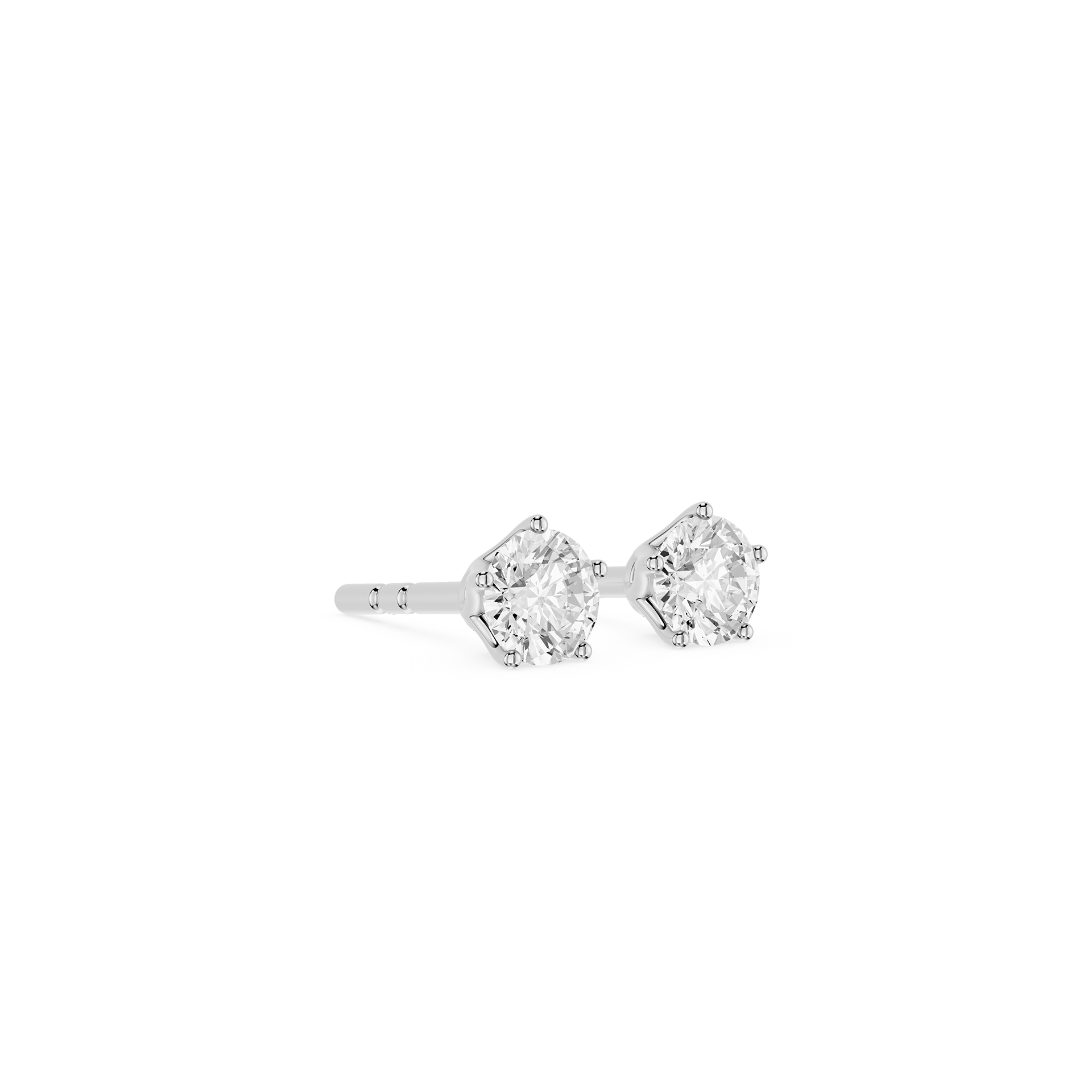 Pair of diamond stud earrings on a white background