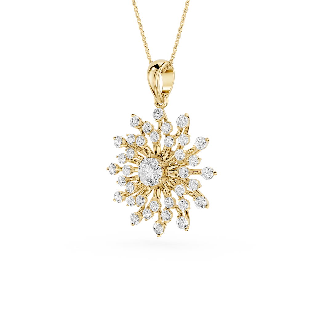 Gold and diamond pendant on a white background
