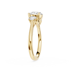 Gold ring with a diamond on a white background