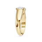 Gold ring with a diamond on a white background