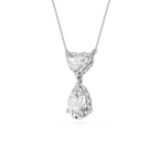 Diamond necklace with heart and teardrop pendants on a white background