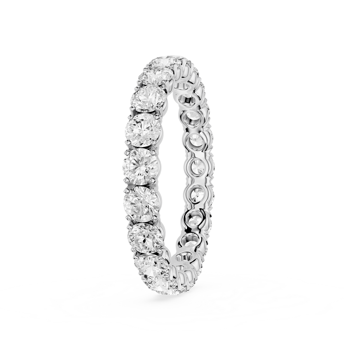 White Gold 2 CT Round Cut Lab Diamond Scalloped Eternity Wedding Band