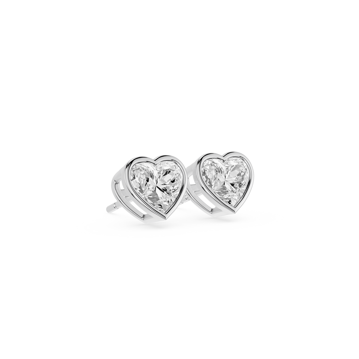 White Gold Heart Shaped Lab Grown Diamond Earrings for Daily Style