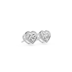 Heart-shaped diamond earrings on a white background