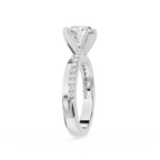 Silver ring with a diamond on a white background