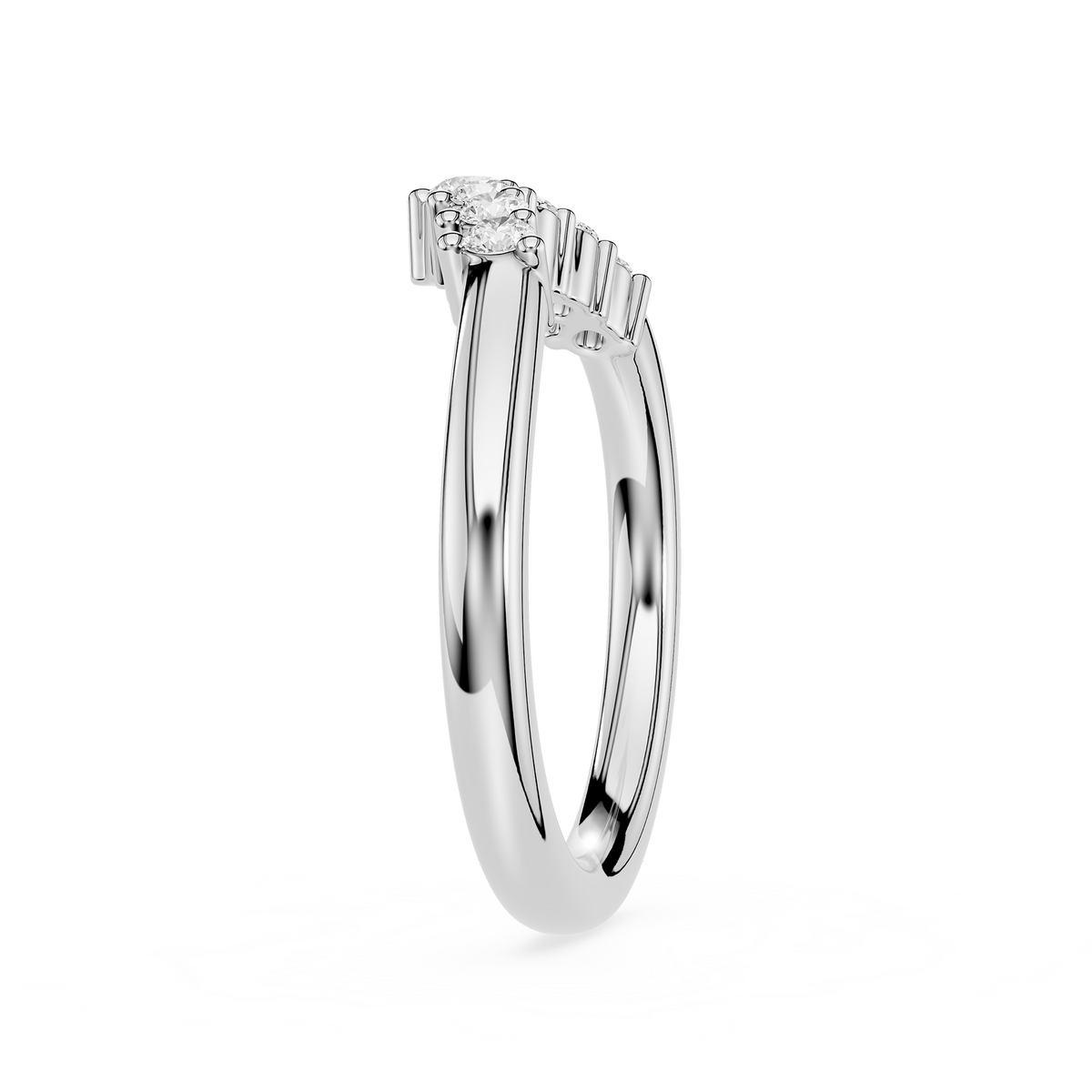 Curved Round Cut Lab Diamond Stacking Wedding Band For Women