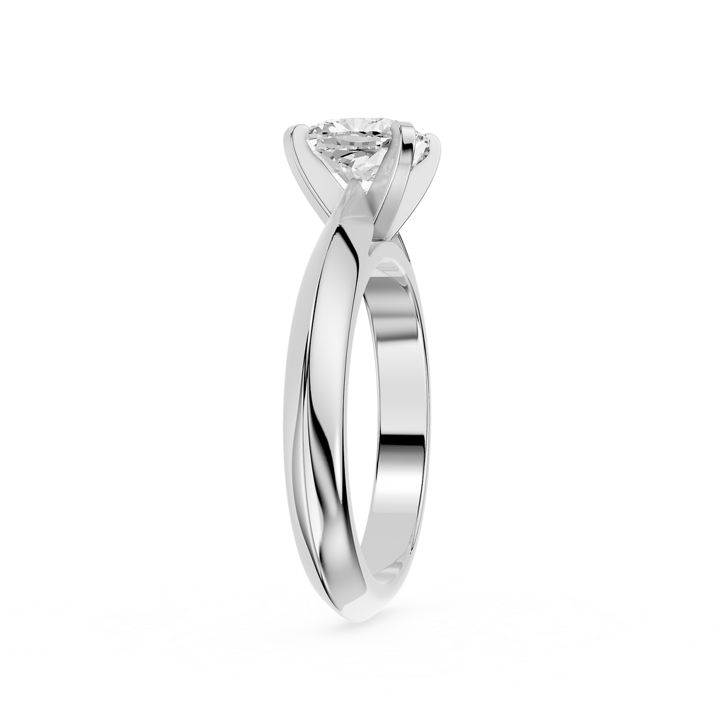 Silver ring with a diamond on a white background