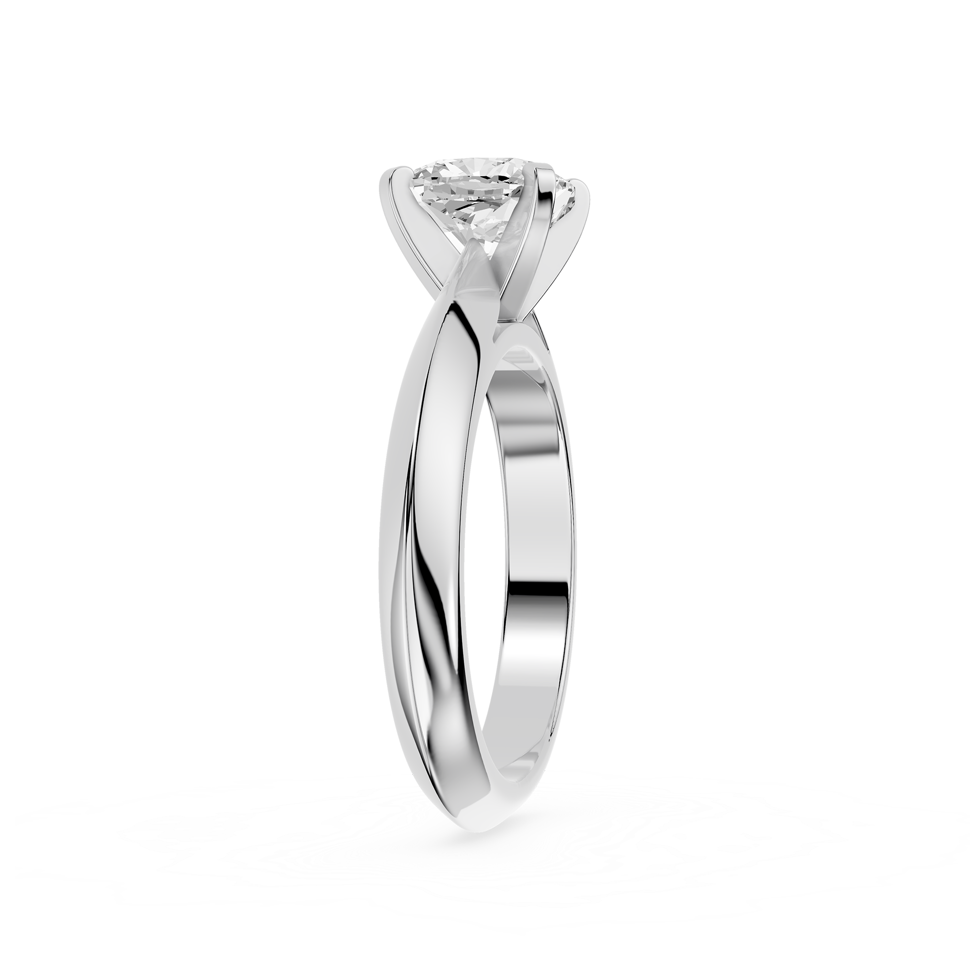 Silver ring with a diamond on a white background