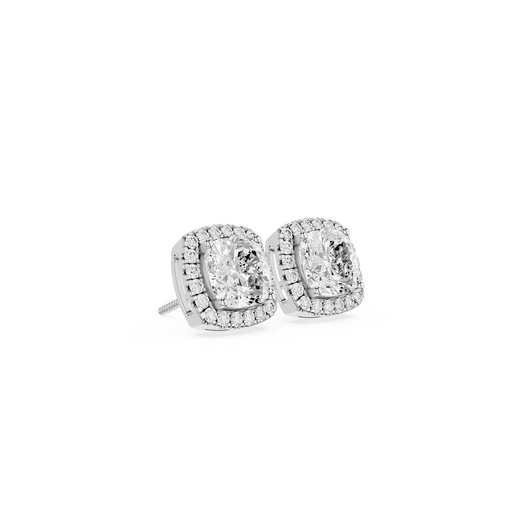 Pair of diamond earrings on a white background