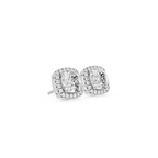 Pair of diamond earrings on a white background
