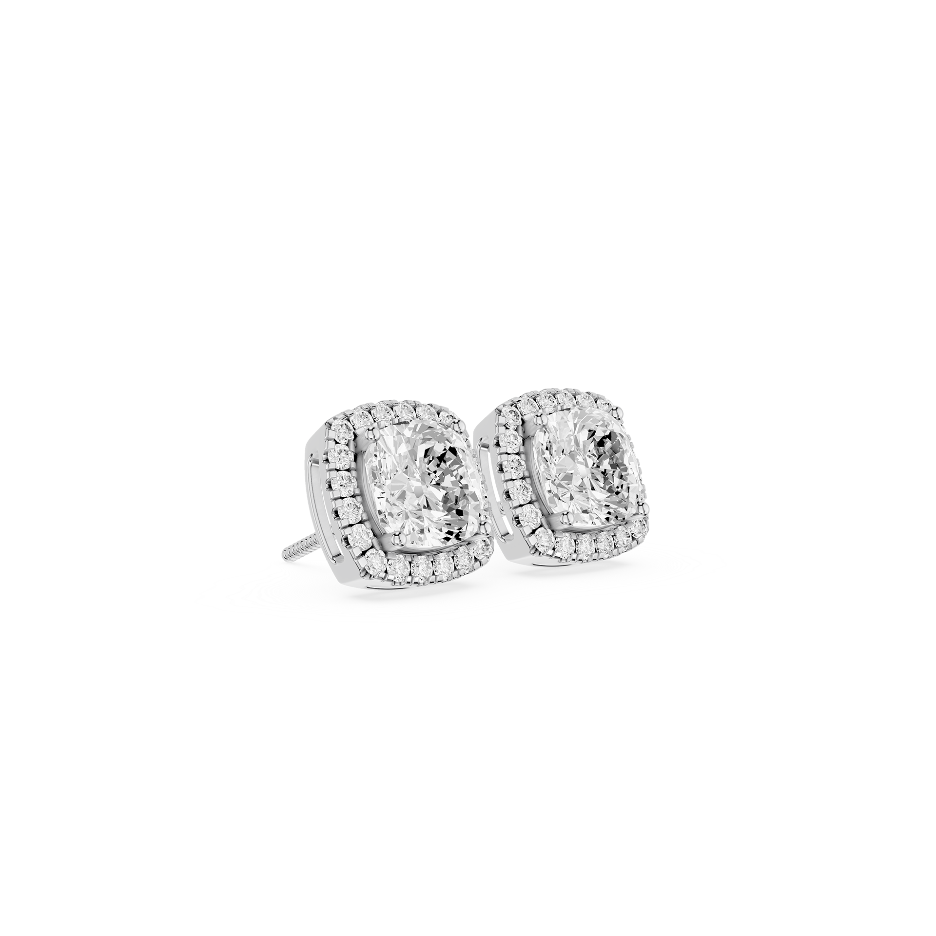 Pair of diamond earrings on a white background