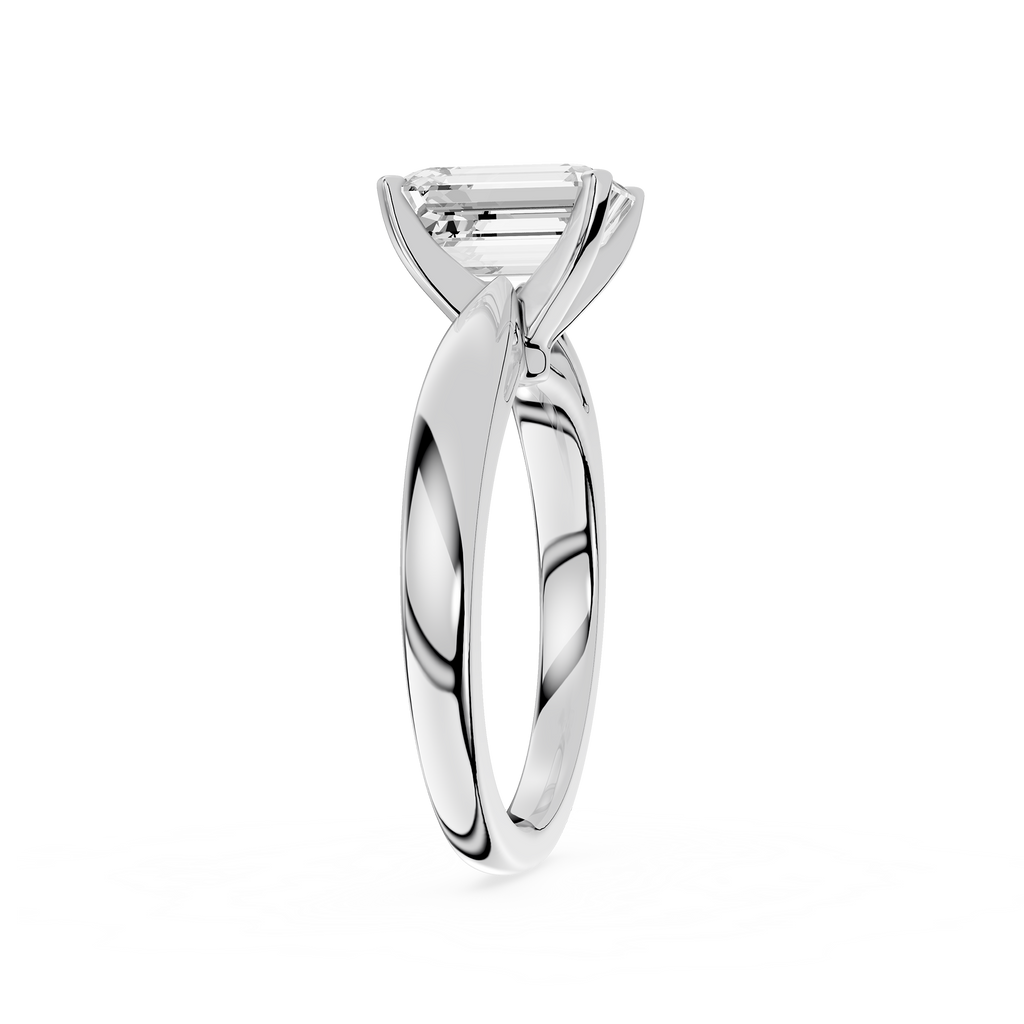 Silver ring with a diamond on a white background
