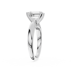 Silver ring with a diamond on a white background