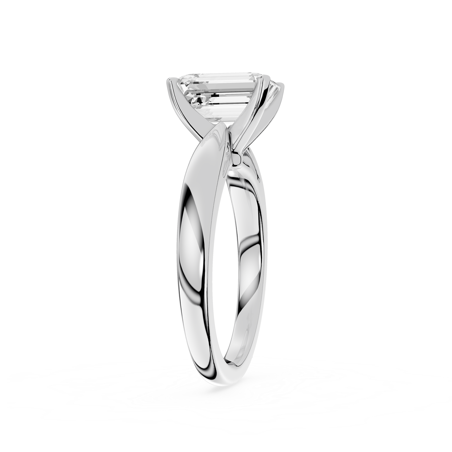 Silver ring with a diamond on a white background