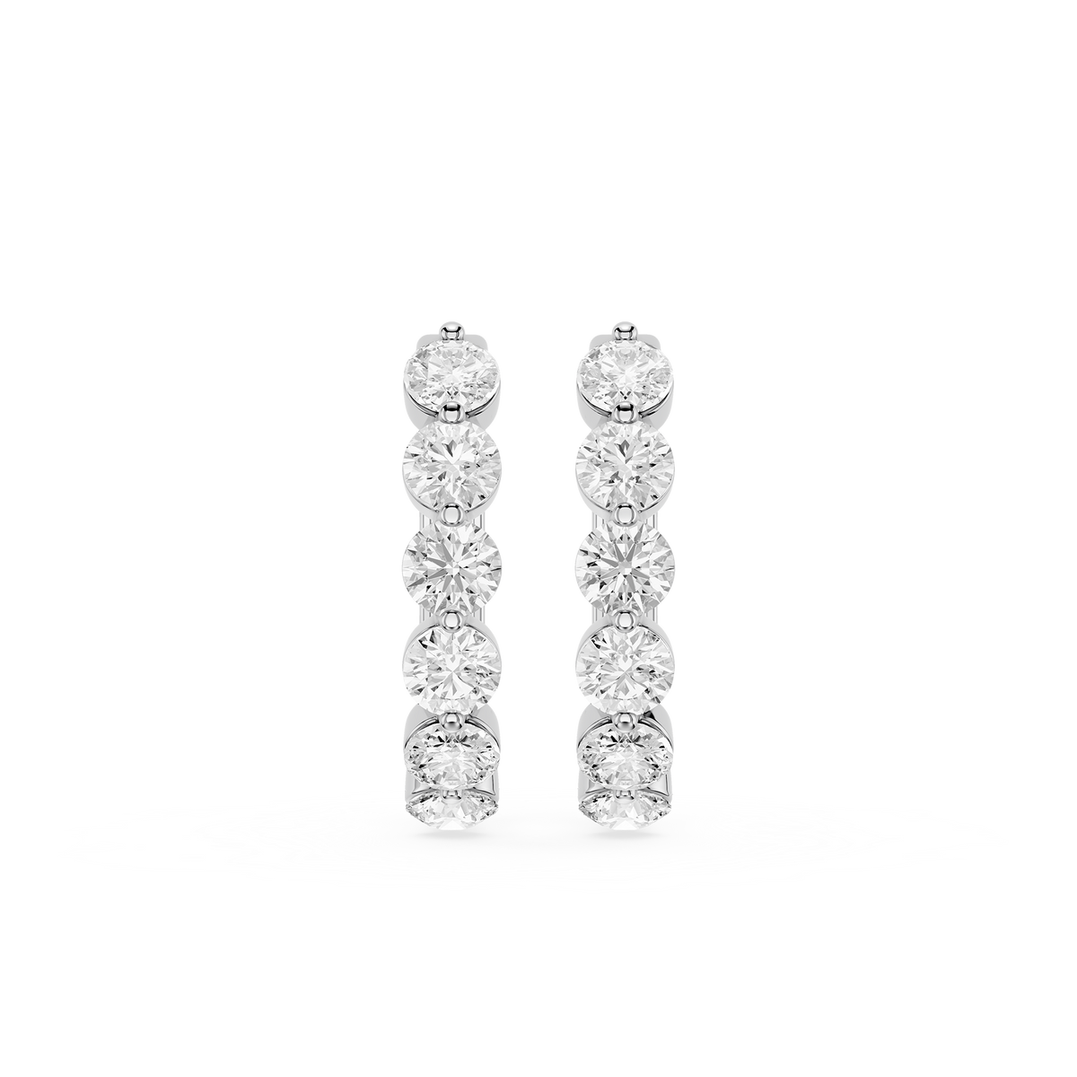 Pair of diamond earrings on a white background