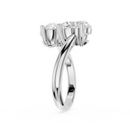 Silver gold ring with two diamonds on a white background