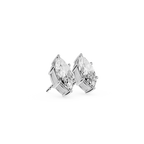 Pair of pear-shaped crystal stud earrings on a white background
