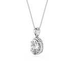 Diamond pendant necklace on a white background