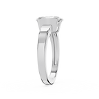 Silver ring with a diamond on a white background