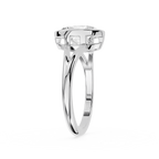 Silver ring with a diamond on a white background