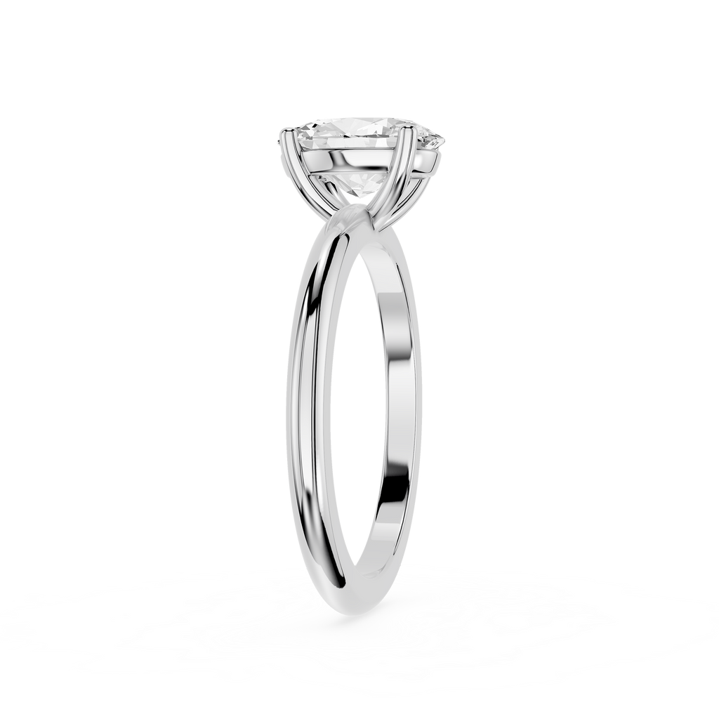Silver ring with a diamond on a white background